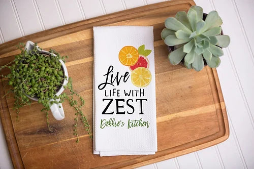Personalized Live Life with Zest Kitchen Towel