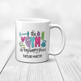 Personalized The Gym Is My Happy Place Mug