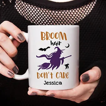 Broom Hair Don't Care Personalized Halloween Mug