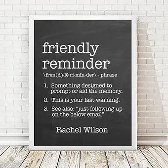 Personalized Friendly Reminder Definition Print