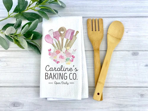 Your Bakery's Kitchen Towel Decor with Personalized Name