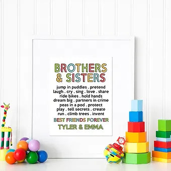 Personalized Brothers & Sisters Collage Print