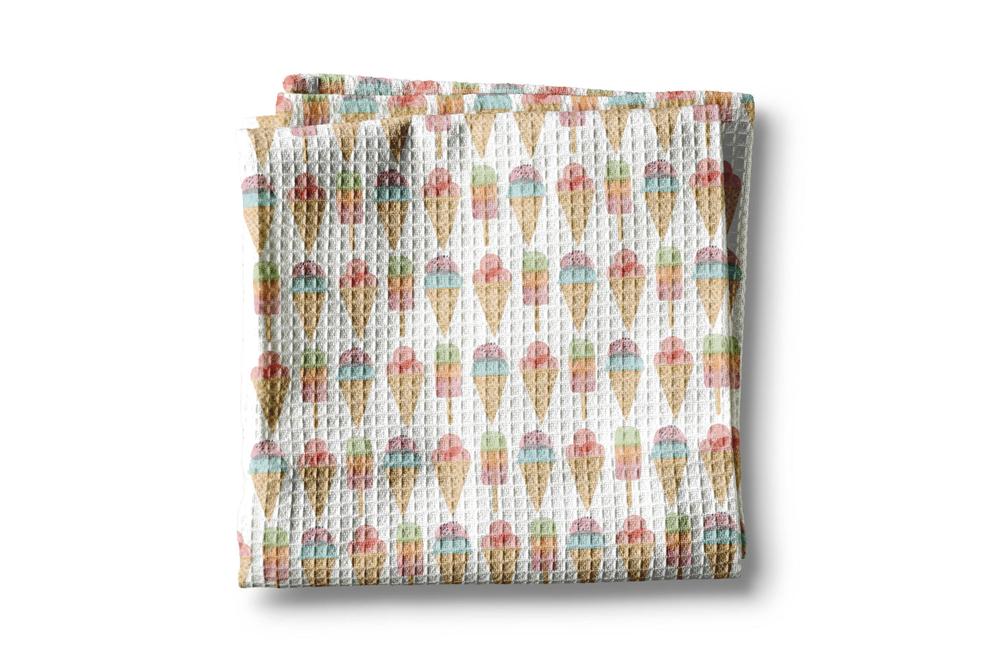 Ice Cream Summer Waffle Weave Kitchen Towel Sweet Treat