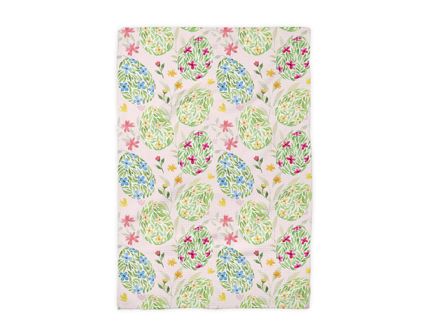 Easter Egg Floral Spring Egg Kitchen Towel Waffle Preppy