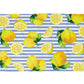 Lemon Stripe Blue White Kitchen Towel Waffle Weave Floral Citrus Spring Preppy Hostess