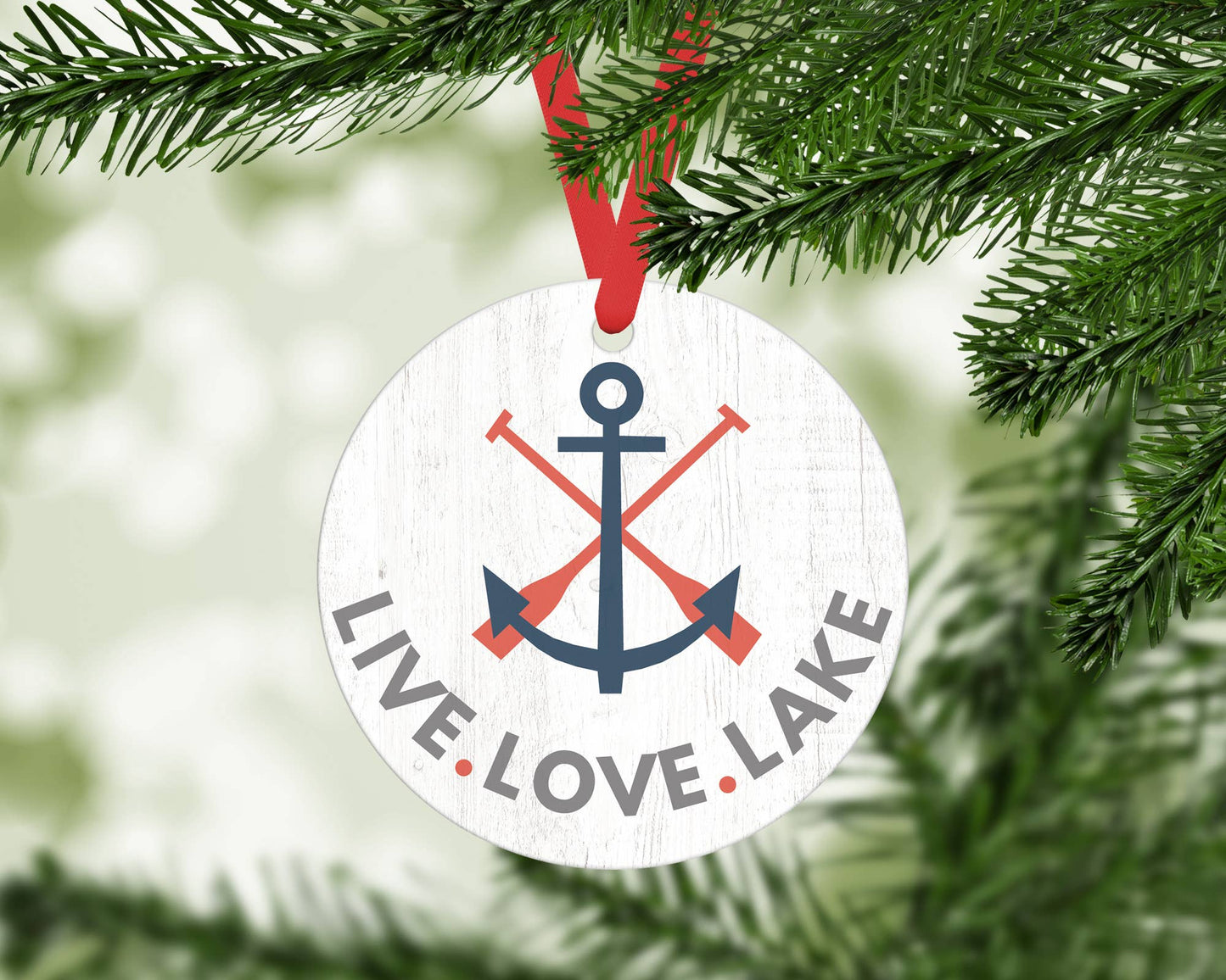 Live Love Lake Metal Ornament, Lake Home Christmas Decor
