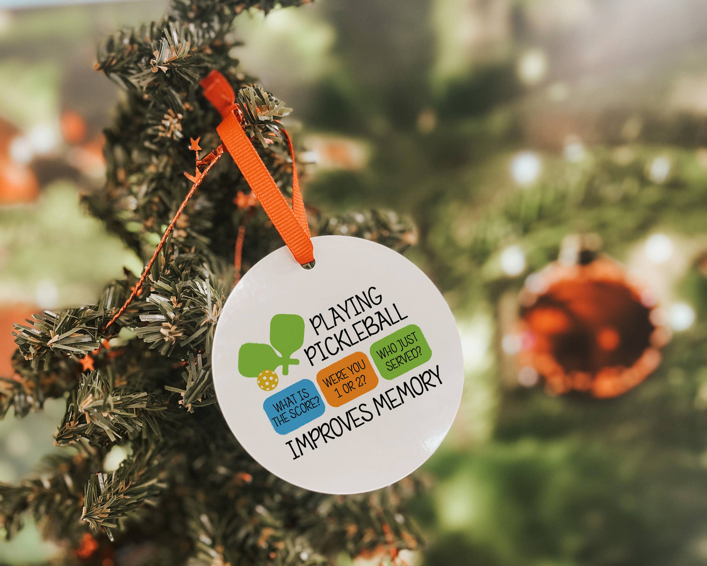 Pickleball Improves Memory Christmas Ornament, Pickleball