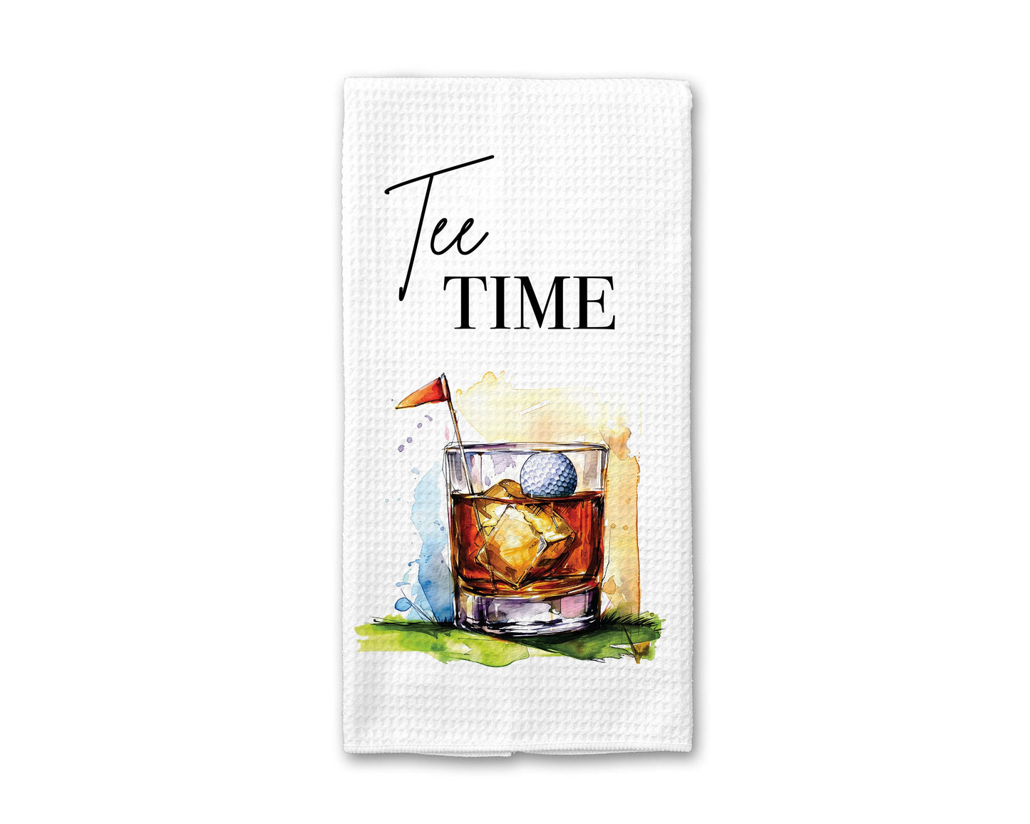 Tee Time Golf Towel | Funny Golfing Kitchen Towel | Golf Player Gift | Golf Bag Accessory | Golfing Gear for the Country Club