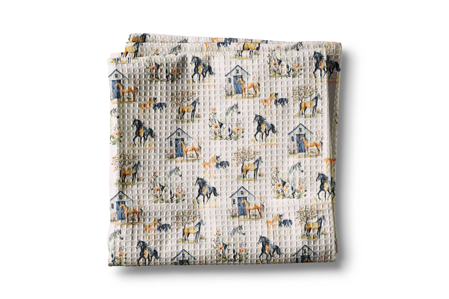 Horse Farmhouse Pony Equestrian Tack Kitchen Towel Waffle