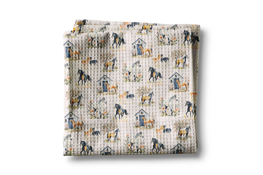 Horse Farmhouse Pony Equestrian Tack Kitchen Towel Waffle