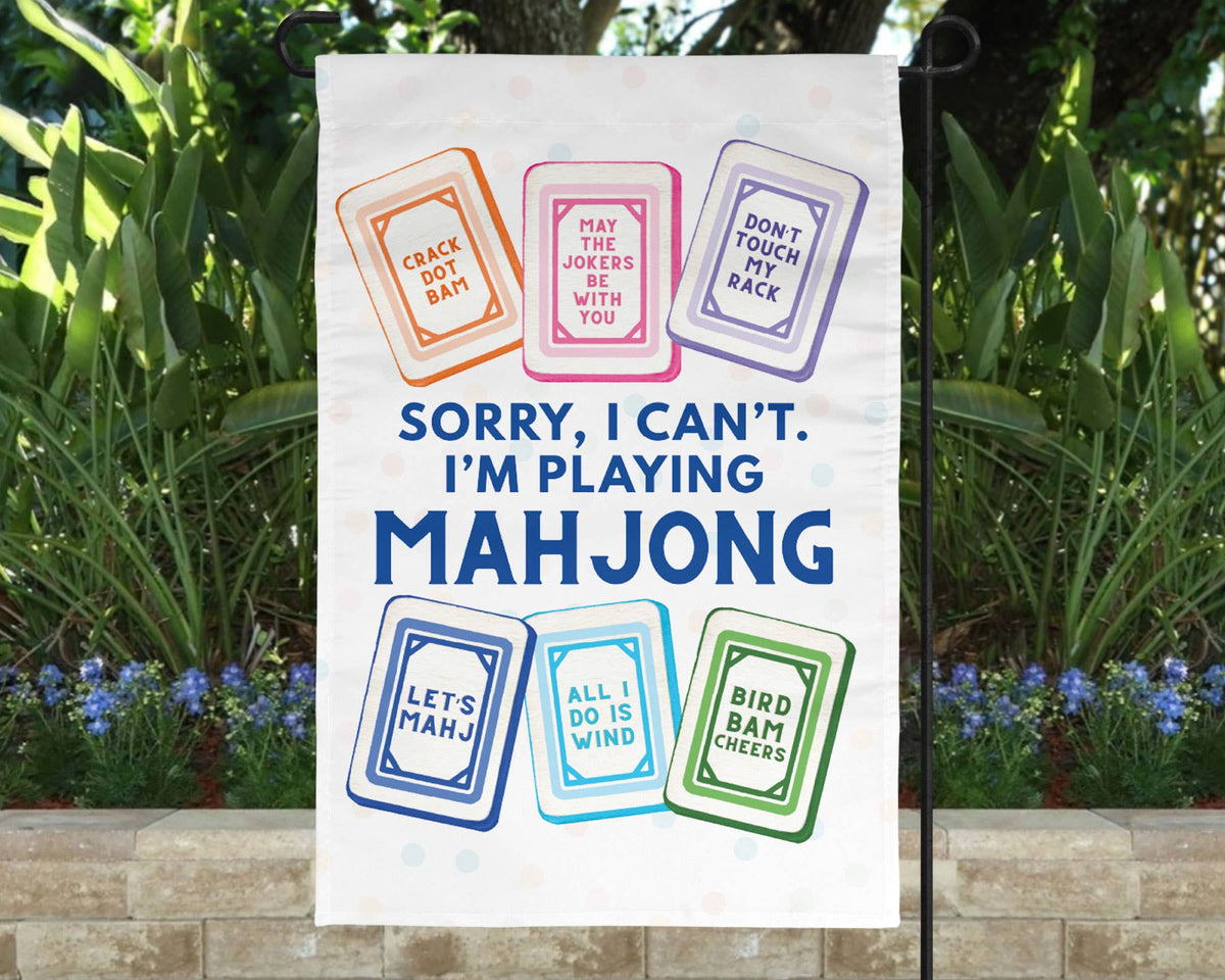 Mahjong Flag Funny Mahj Garden White Outdoor Decor