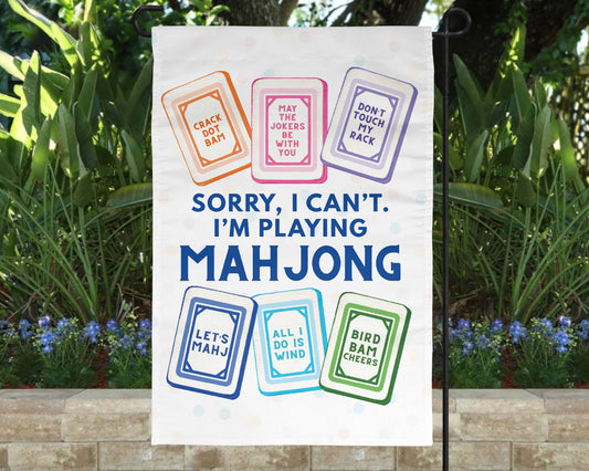 Mahjong Flag Funny Mahj Garden White Outdoor Decor