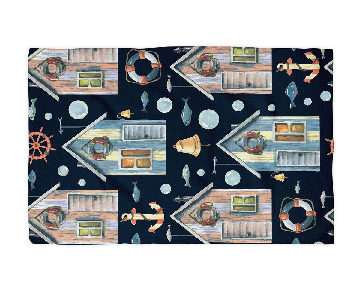 Tropical Shell Nautical Coastal Beach Ocean Kitchen Towel