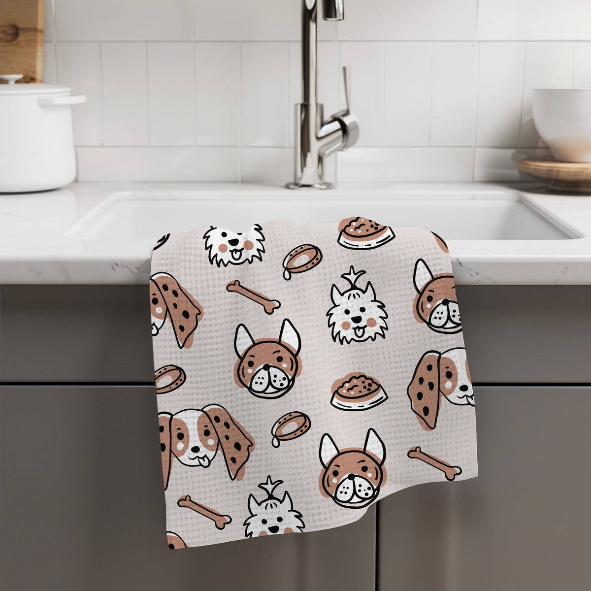 Dog Breeds Puppy Retro Bone Decor Kitchen Towel Pet Groomer