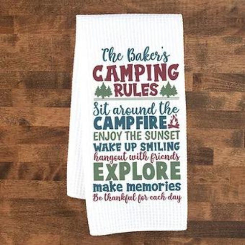 Personalized Camping Rules Towel