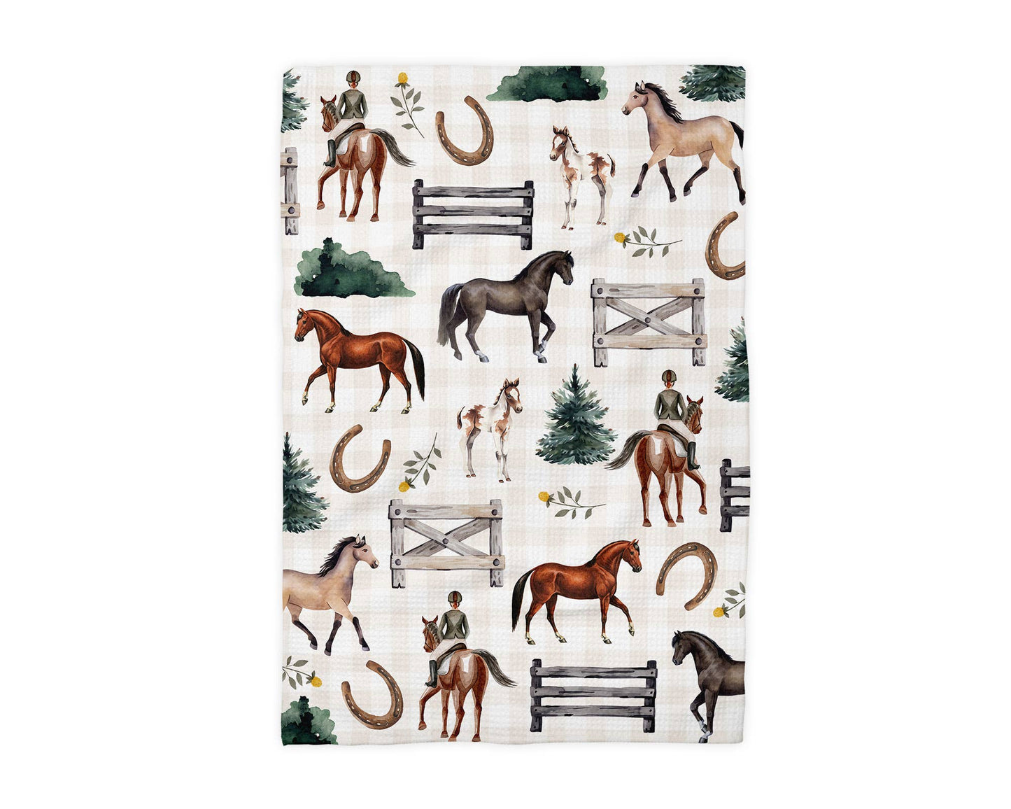 Horse Pony Equestrian Tack Kitchen Towel Waffle Equestrian