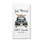 Kitchen Towel: Just Married Vintage Car (Personalized, Waffle Weave)