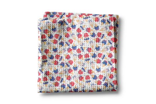 4th July Ice Cream Red White Blue Flag Kitchen Towel Waffle