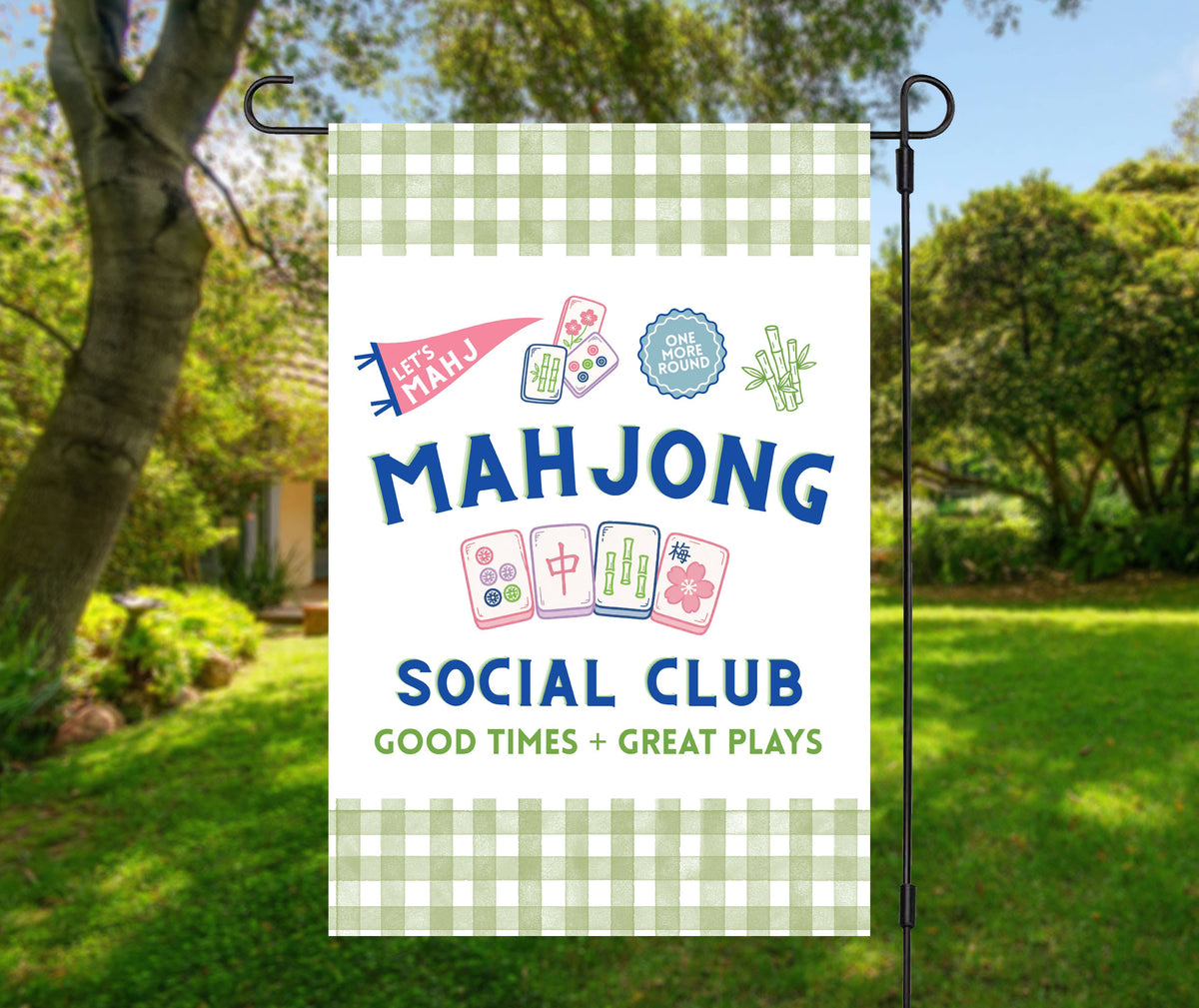 Mahjong Flag Mahj One More Game Garden White Outdoor Decor