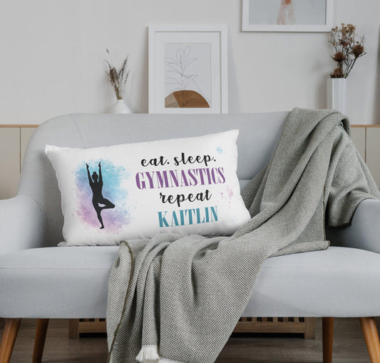 Custom Name Gymnastics Standard Pillowcase | Girl Room Decor | Sporty Girls Bedroom | Gift for Gymnast