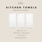 The image is a collage of three identical images of white kitchen towels, each with a different size and shape. The towels are arranged in a row, with one being larger than the other two. The image does not contain any text, and the towels are identical in appearance.