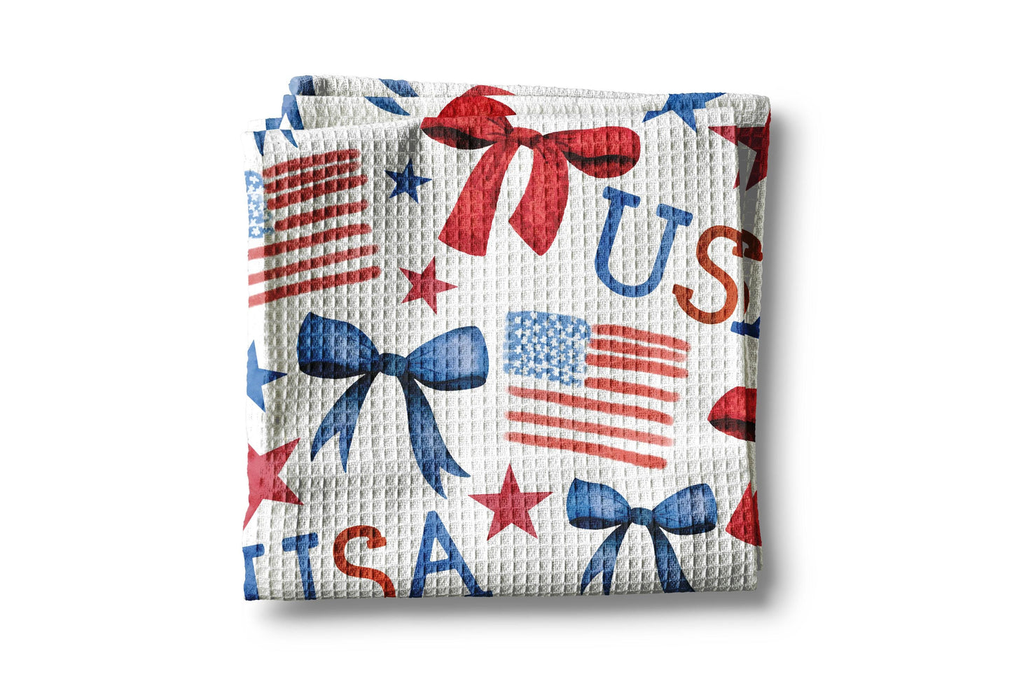 American Flag Kitchen Towel: 4th of July Waffle Weave