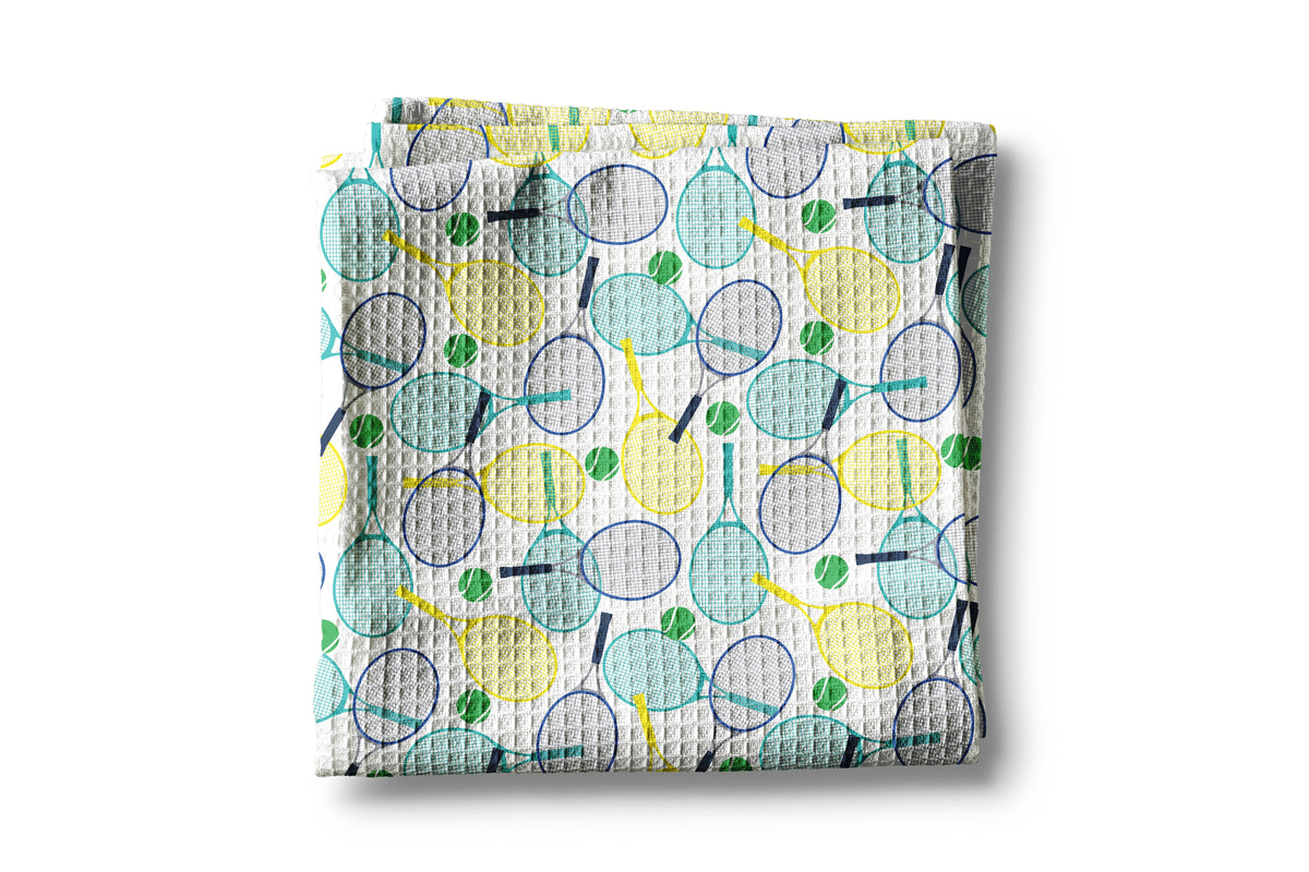 Tennis Racket Fitness Preppy Kitchen Towel Waffle Gift Team
