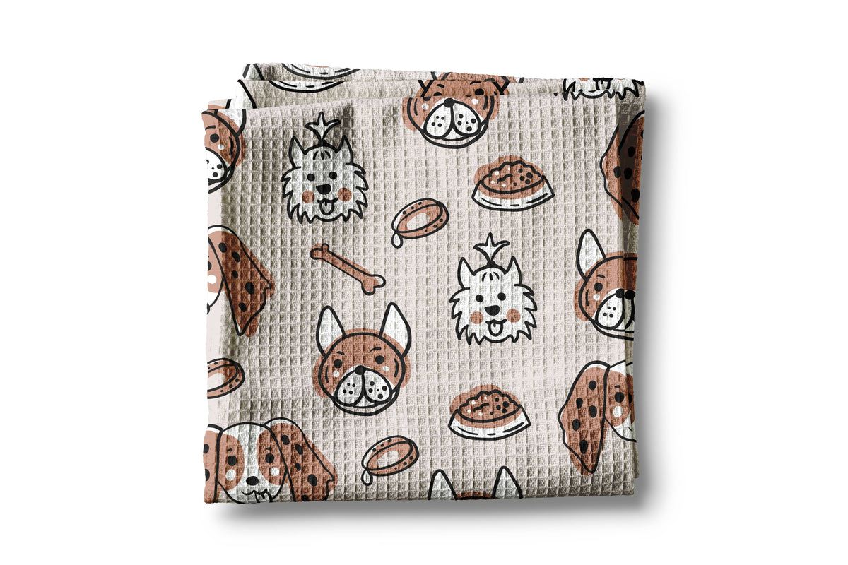 Dog Breeds Puppy Retro Bone Decor Kitchen Towel Pet Groomer