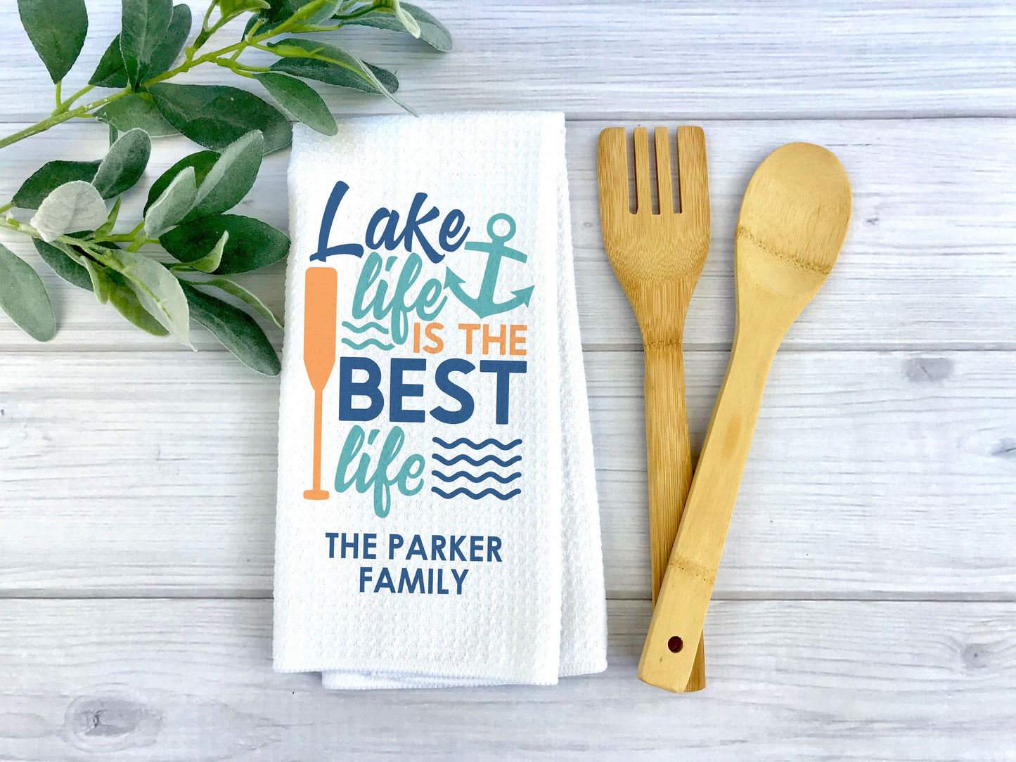 Personalized Lake Life Is The Best Life Kitchen Towel | Lake House Decor | Lake House Gift | Lake Themed Kitchen