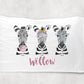 Zebra Trio Personalized Standard Pillowcase | Custom Equine Pastel Teen Pillow Cover | Girl Room Decor | Nursery Decor