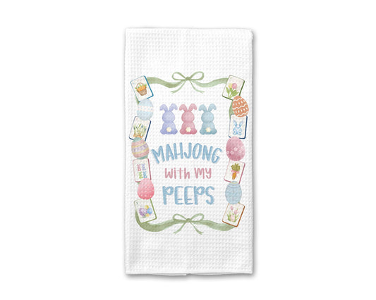 Easter Kitchen Towel – Spring Peep Pattern Waffle Weave Durable Cloth