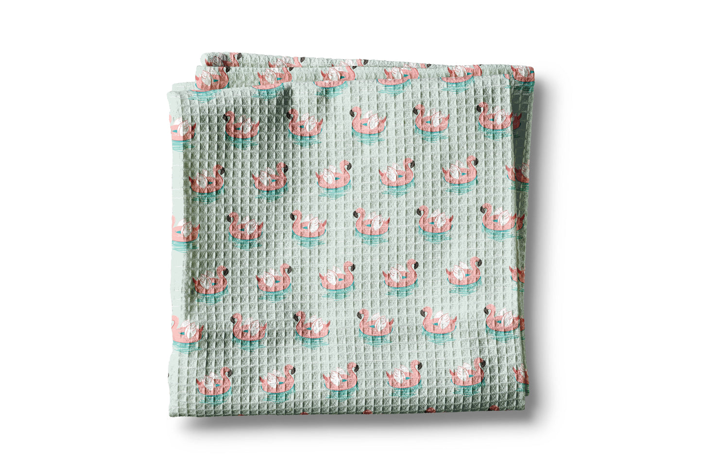 Flamingo Palm Coastal Beach Floral Kitchen Towel Waffle Swim