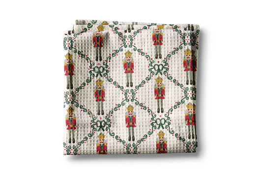 Nutcracker Red Bow Holiday Christmas Kitchen Towel Waffle