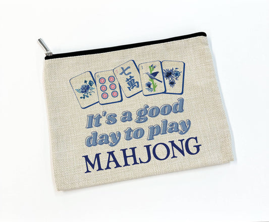 Mahjong Tile Makeup Bag Cosmetic Zipper Pouch Accessory
