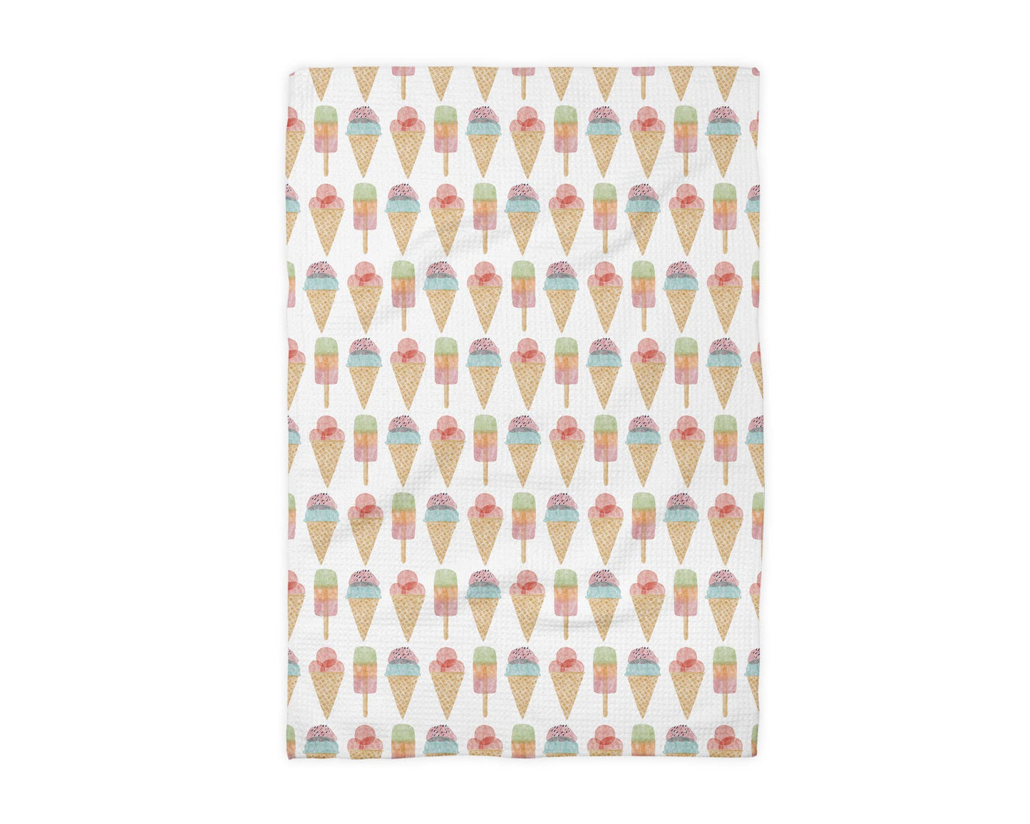 Ice Cream Summer Waffle Weave Kitchen Towel Sweet Treat