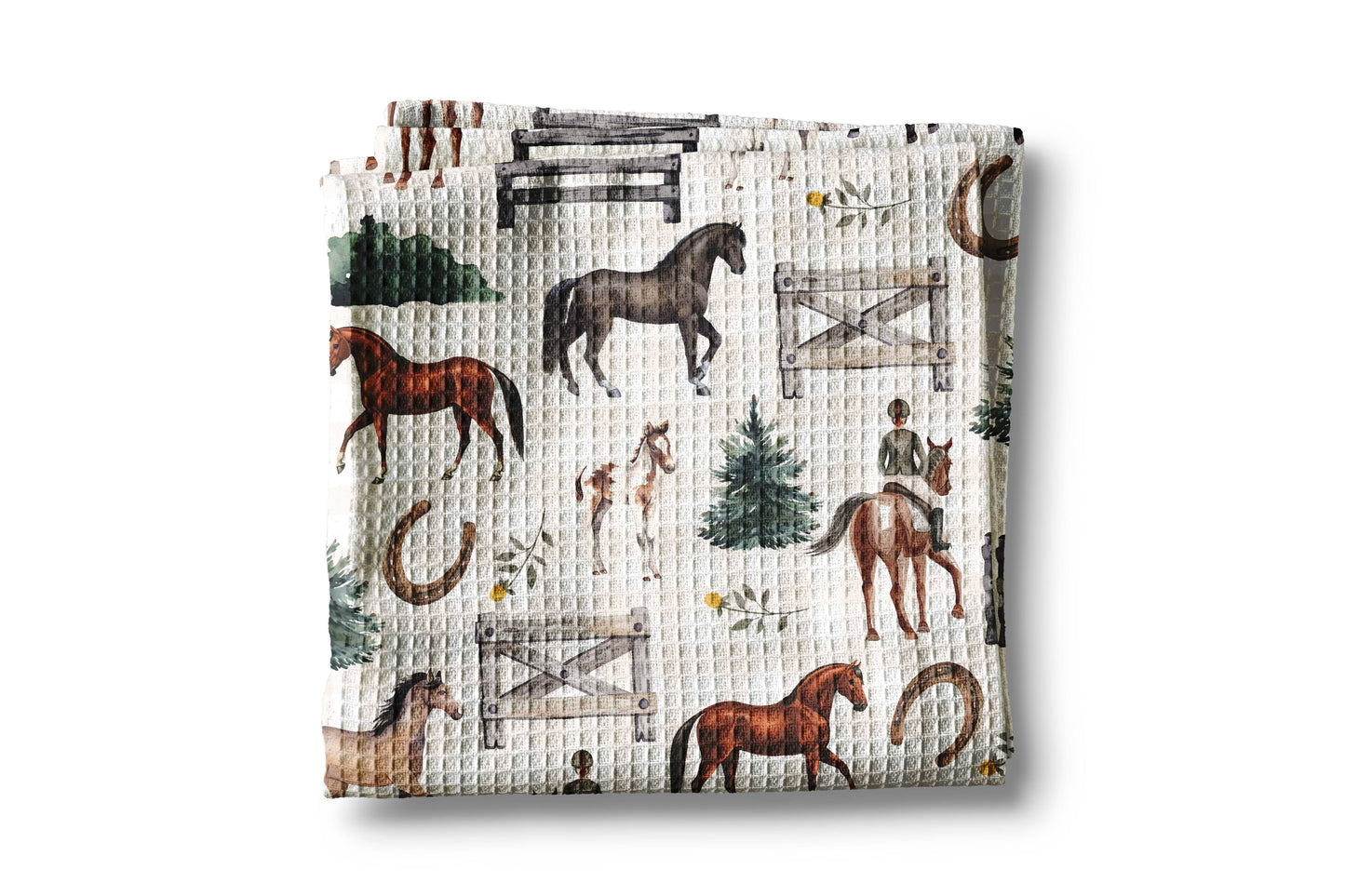 Horse Pony Equestrian Tack Kitchen Towel Waffle Equestrian