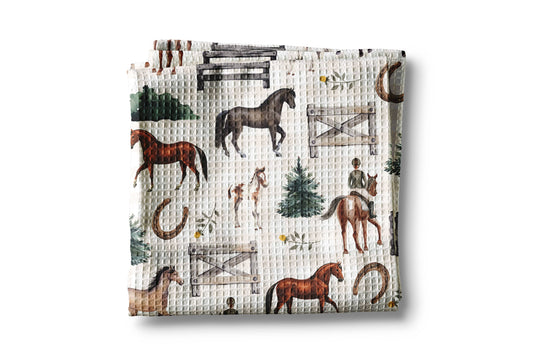 Horse Pony Equestrian Tack Kitchen Towel Waffle Equestrian