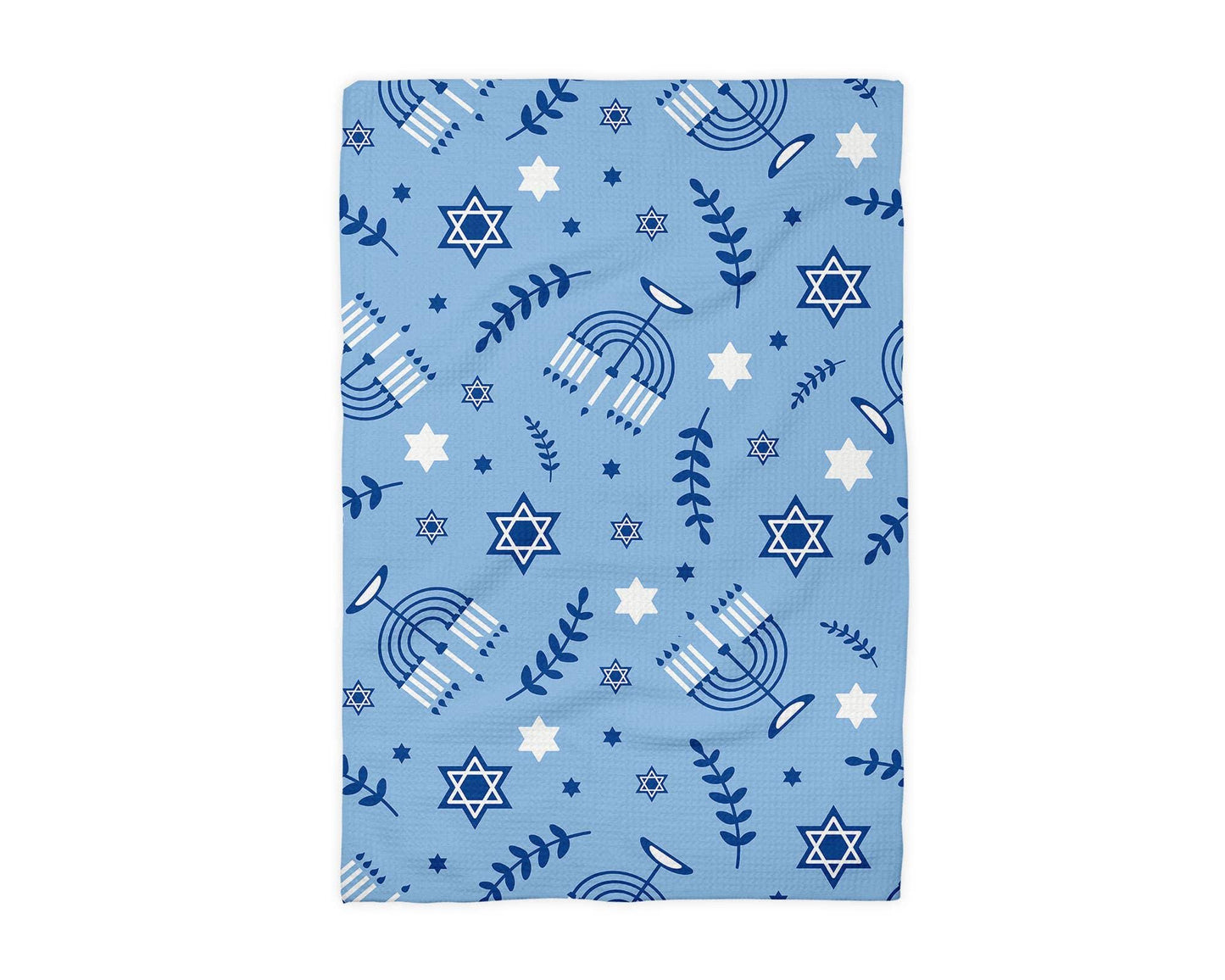 Hanukkah Kitchen Towel – Menorah Design Towel with Raised Loop Waffle Texture