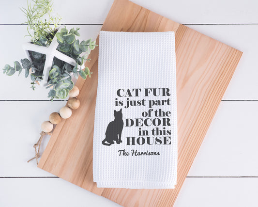 Funny Cat Kitchen Towel: Personalized Waffle Weave, Lint-Free