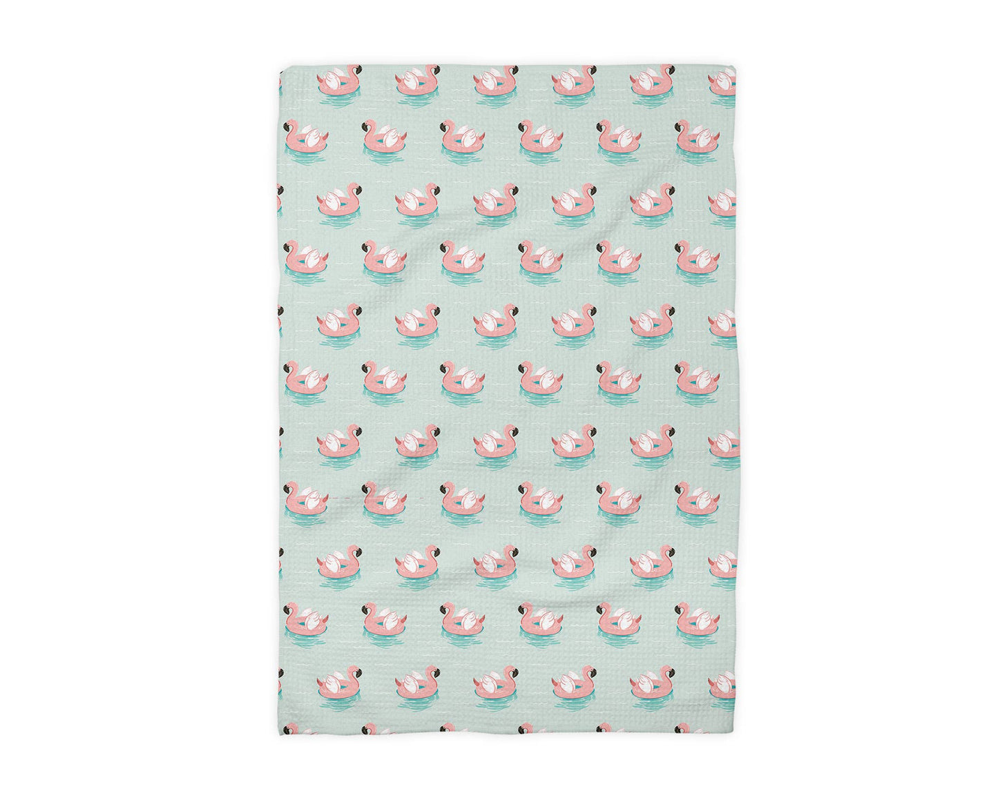 Flamingo Palm Coastal Beach Floral Kitchen Towel Waffle Swim