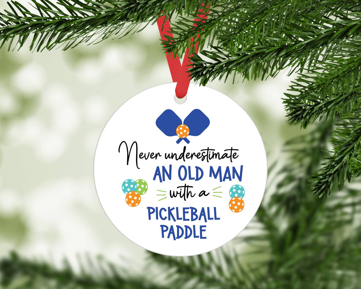 Pickleball Metal Ornament, Christmas Tennis Holiday Decor
