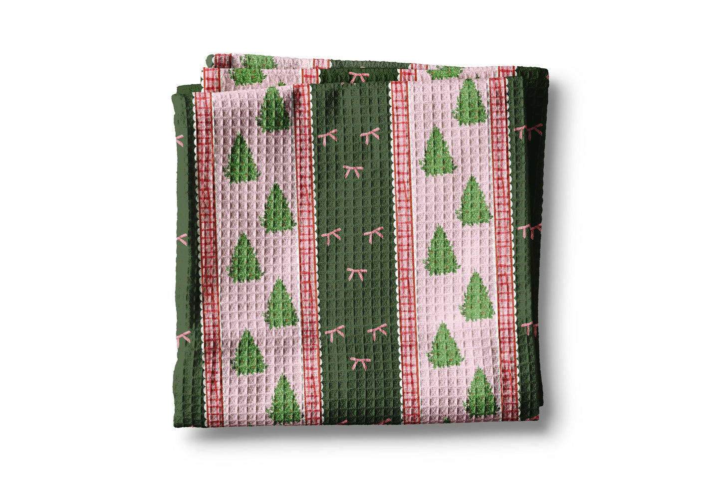 Christmas Pink Towel Tree Preppy Bow Holiday Home Decor 2025