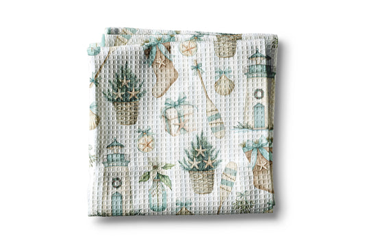 Beach Coastal Christmas Kitchen Towel Waffle Holiday Decor