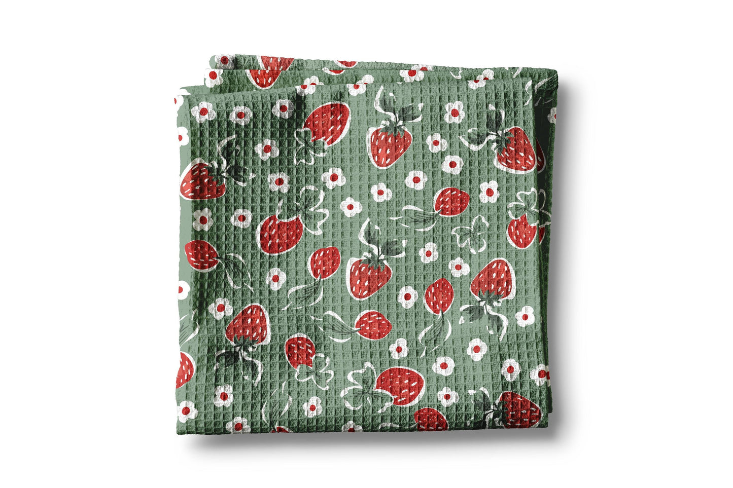 Berry Strawberry Kitchen Towel – Summer Farmers Market Decor, Berry Picking Towel, Waffle Weave, 16x24" Dish Towel