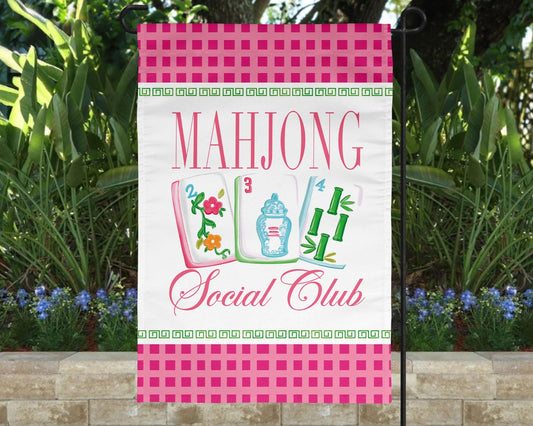 Mahjong Social Club Garden Flag | Porch | Yard Art | Mahjong Gift Mahjong Party Lets Mahj
