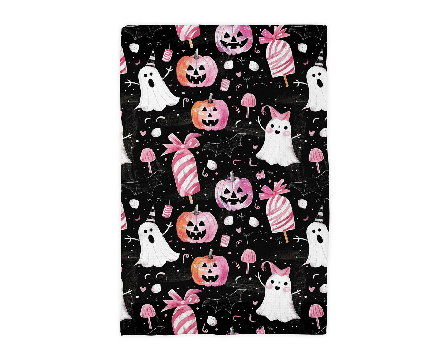 Ghost Smiles Halloween Fall Collage Kitchen Towel Waffle