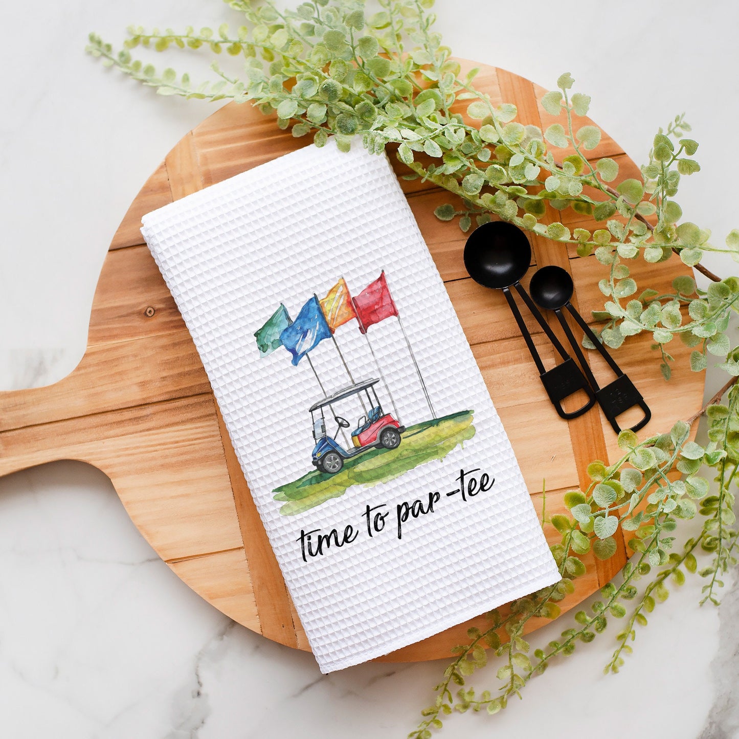 Time to Par-tee Golf Towel | Funny Golfing Kitchen Towel | Golf Player Gift | Golf Bag Accessory | Golfing Gear for the Country Club