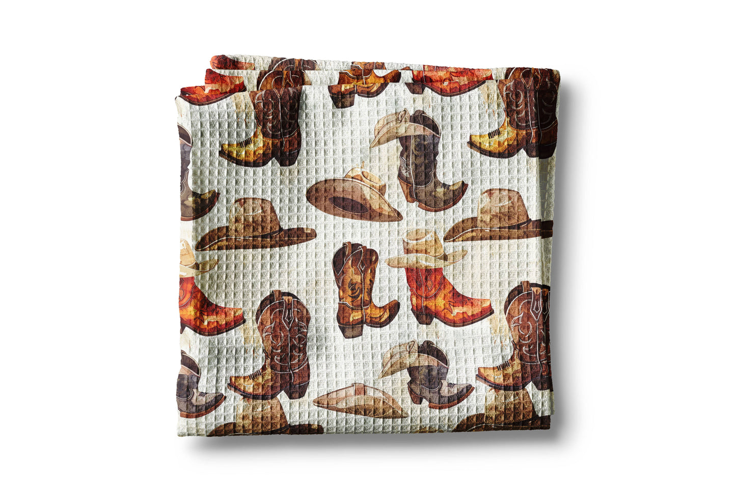 Western Boot Cowboy Cowgirl Saddle Kitchen Towel Waffle