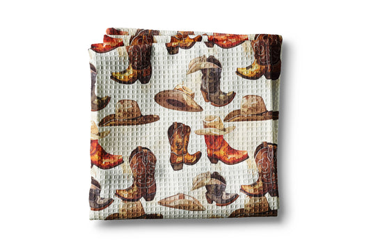 Western Boot Cowboy Cowgirl Saddle Kitchen Towel Waffle