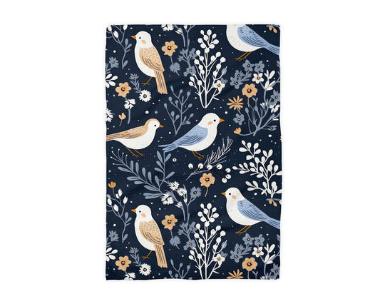 Winter Birds Holiday Baking Tree Berries Kitchen Towel